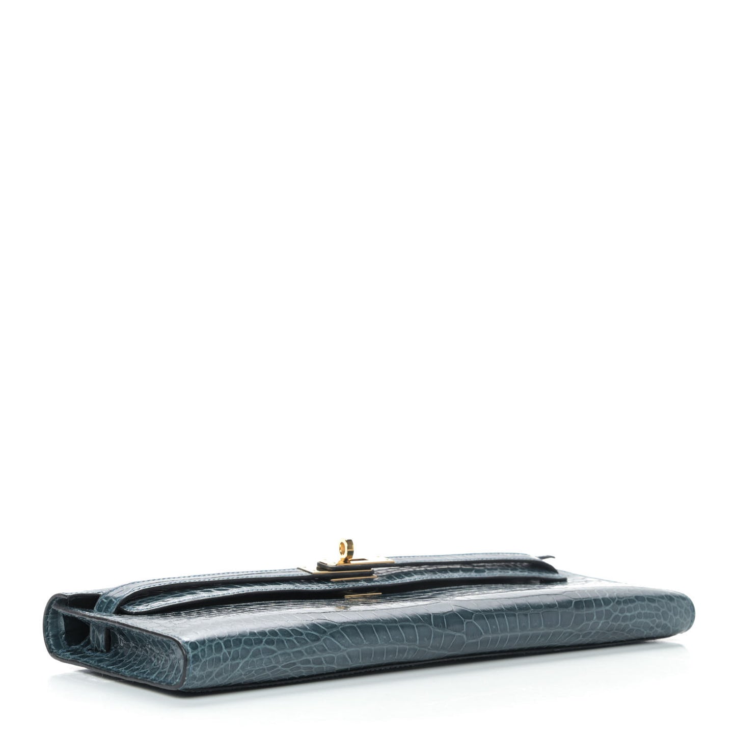 Shiny Porosus Crocodile Kelly Cut Pochette Colvert