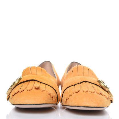 Gucci Kid Scamosciato GG Marmont Fringe Flats 38 Crystal Copper 2 of 9