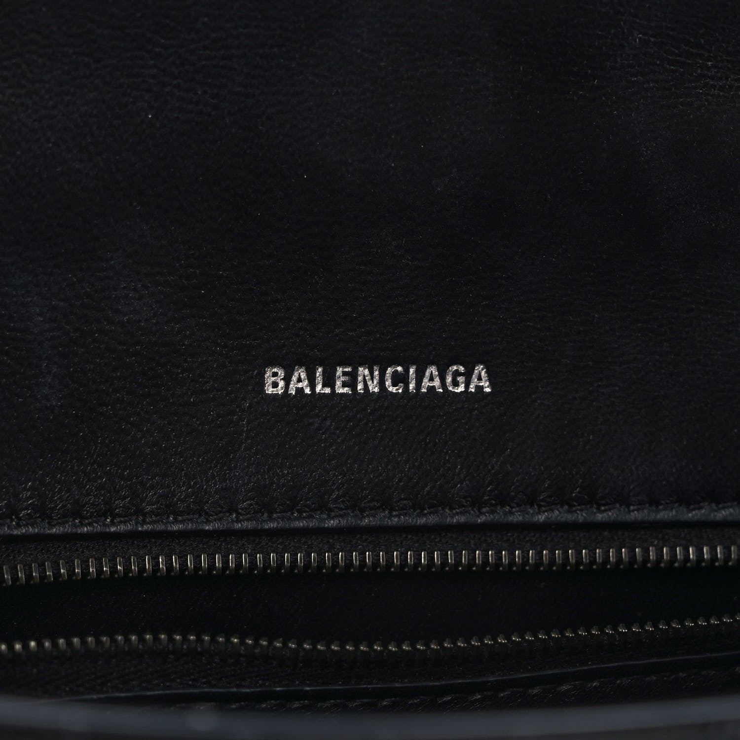 Balenciaga Shiny Calfskin Monochrome Crocodile Embossed Small Hourglass Top Handle Bag Black 6 of 9