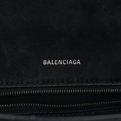 Balenciaga Shiny Calfskin Monochrome Crocodile Embossed Small Hourglass Top Handle Bag Black 6 of 9