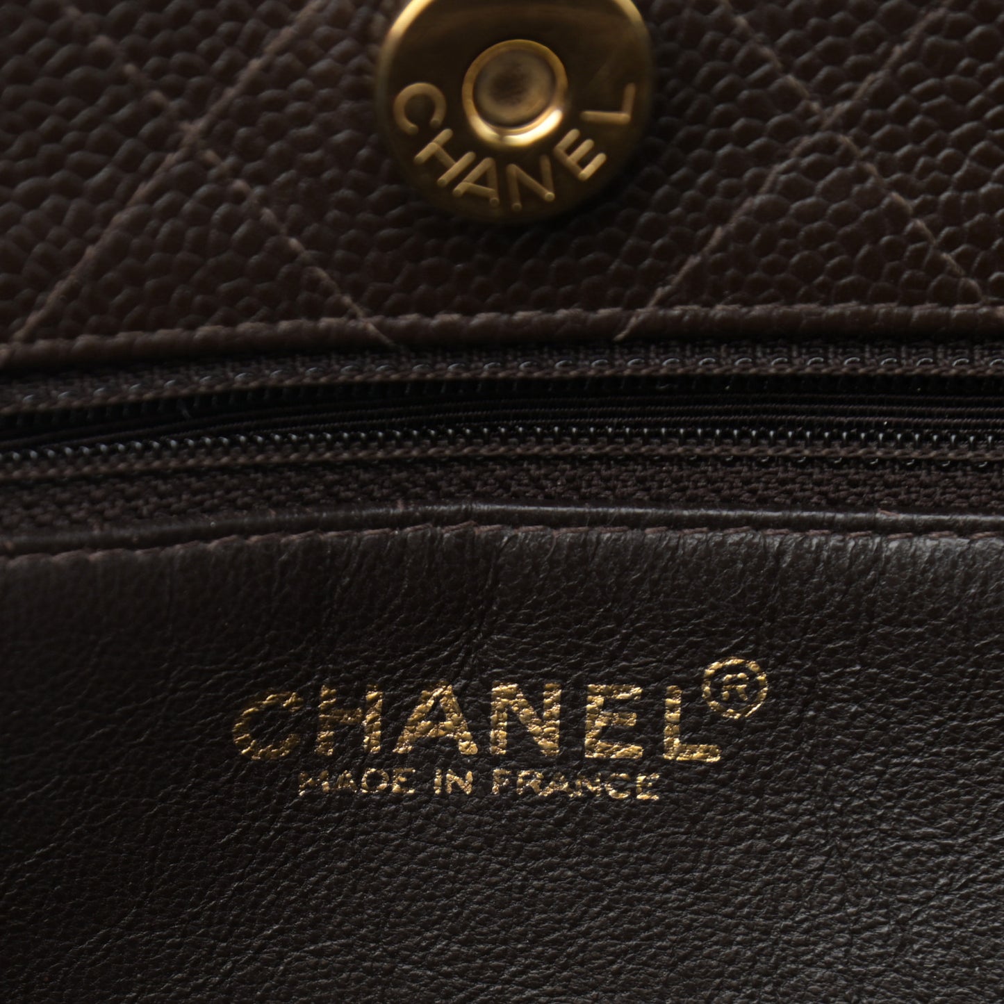 Caviar Quilted Shopper Tote Dark Brown