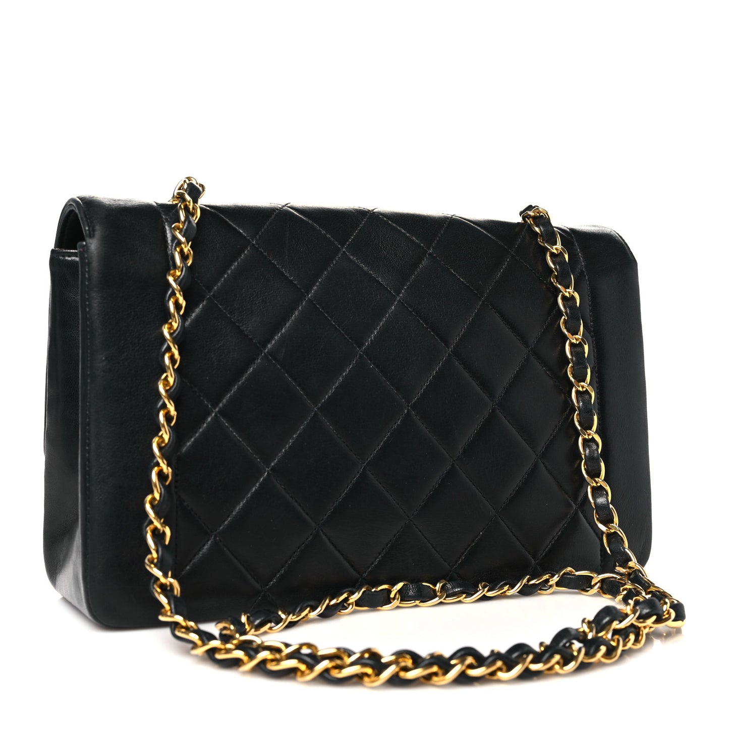Lambskin Quilted Medium Single Flap Black