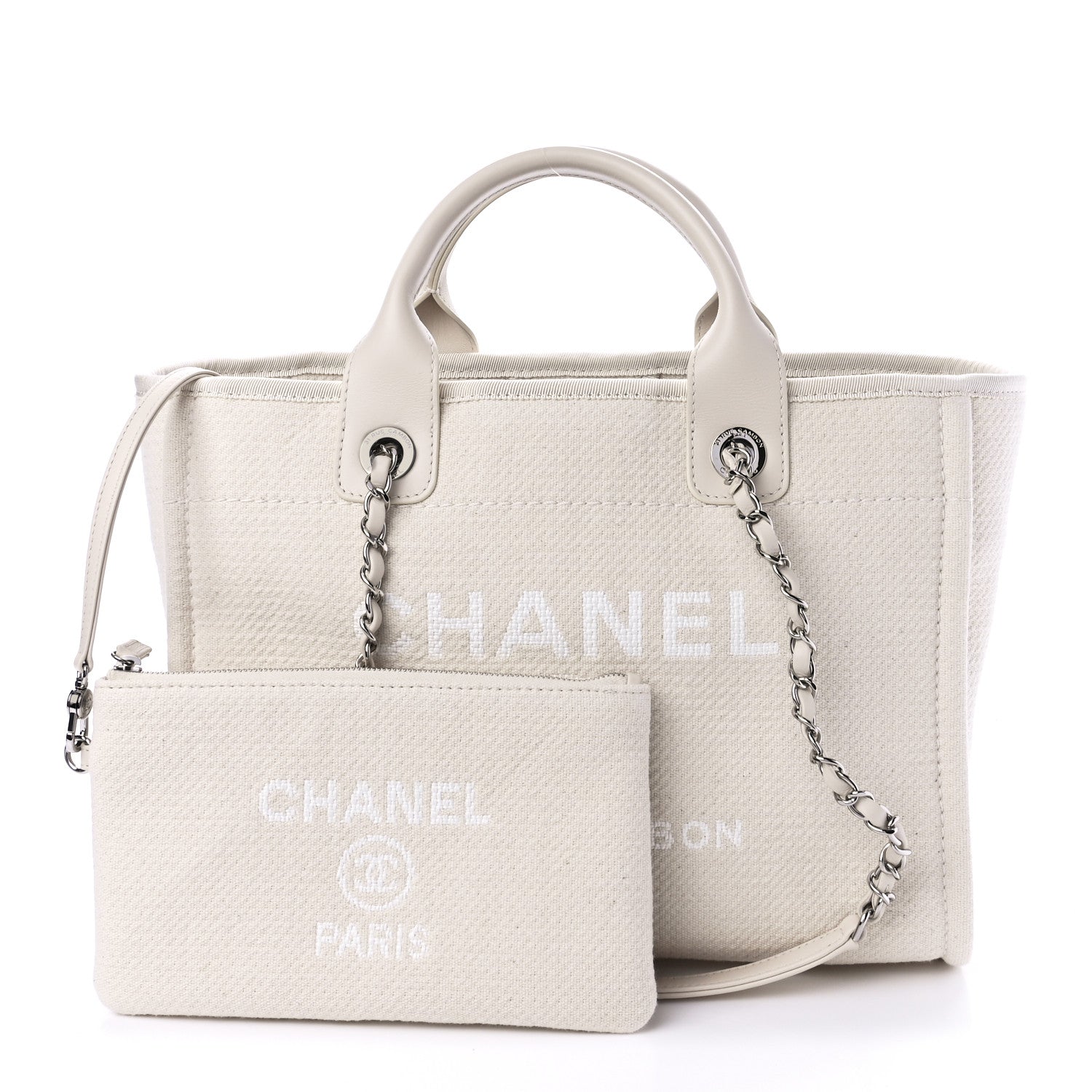 Chanel Mixed Fibers Small Deauville Tote White 1 of 10