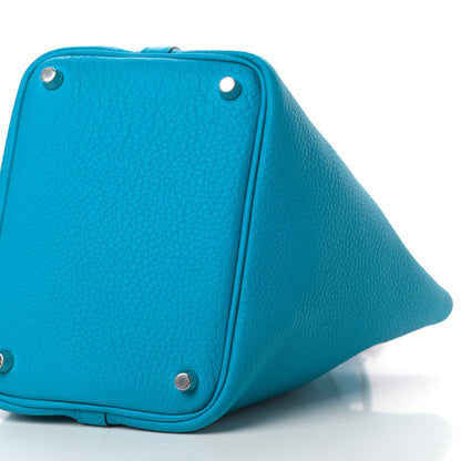 Hermes Taurillon Clemence Swift Eclat Picotin Lock 18 PM Bleu Frida Rose Mexico 10 of 10