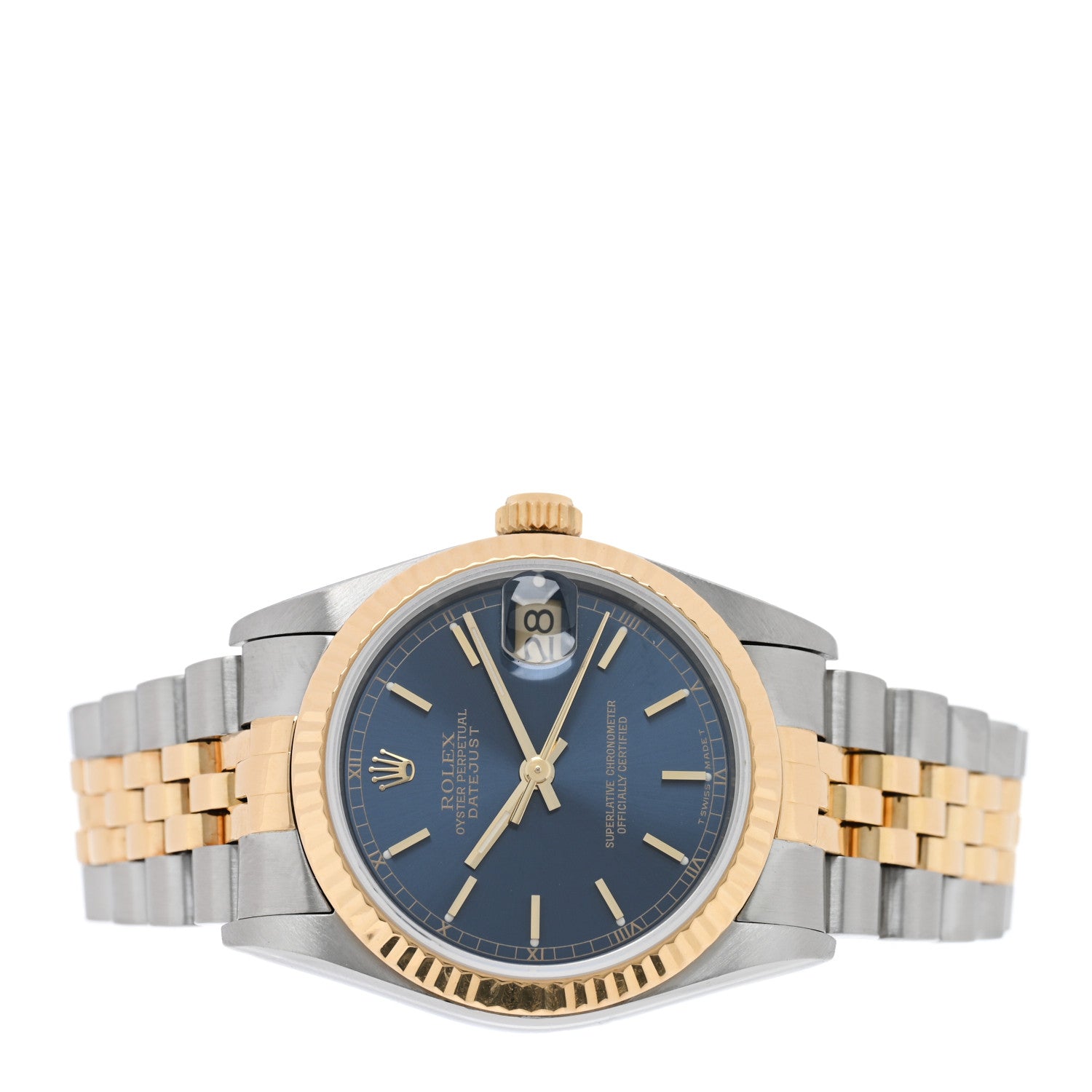 Rolex Stainless Steel 18K Yellow Gold 31mm Oyster Perpetual Datejust Watch Blue 68273 2 of 4