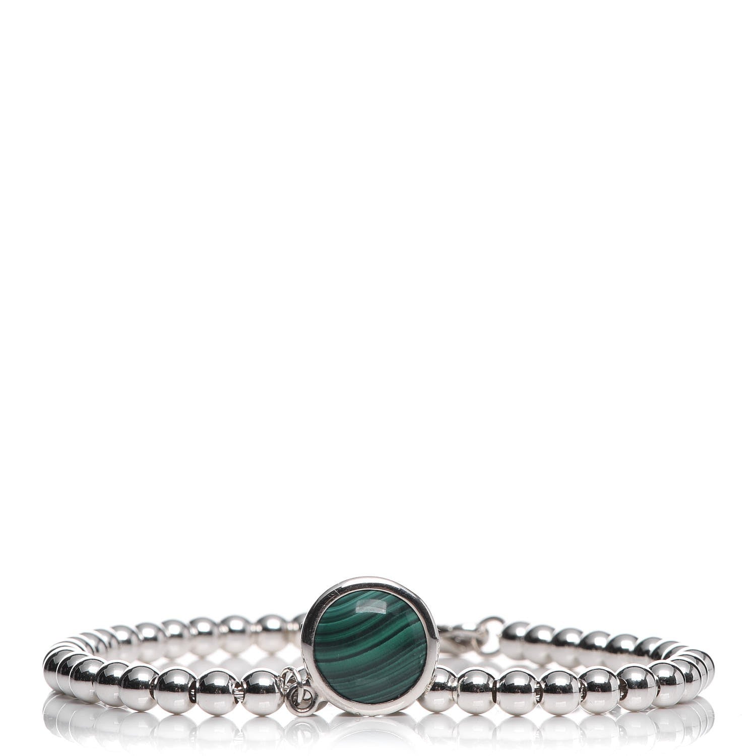 Tiffany Sterling Silver Malachite Bead Bracelet 1 of 6