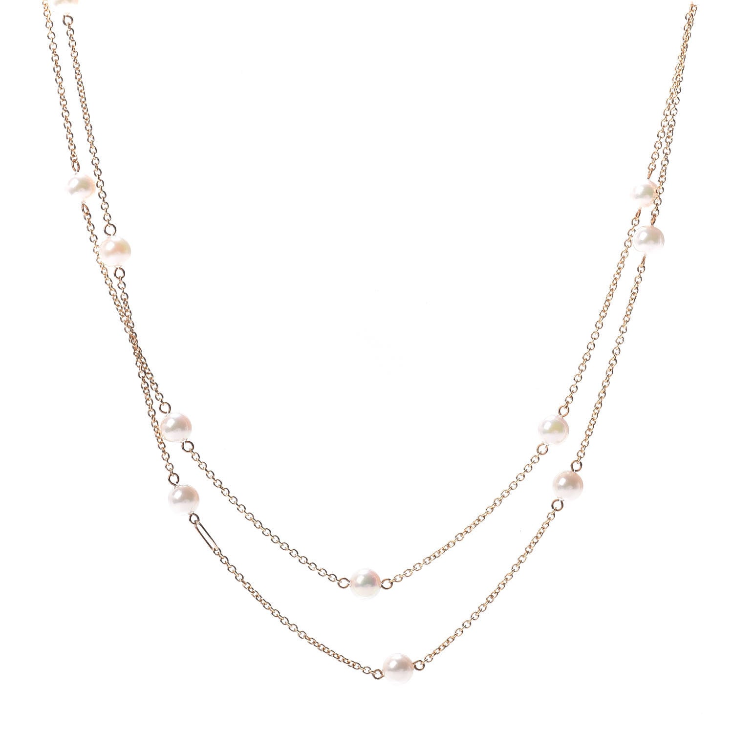 Mikimoto 18K Yellow Gold Akoya Pearl 6mm Station Necklace 49" 1 of 4