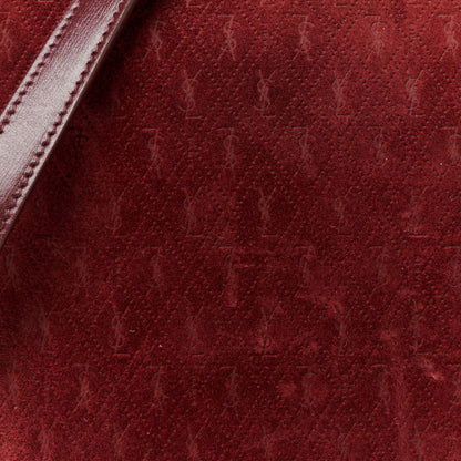 Saint Laurent Suede All-Over Monogram Crossbody Burgundy 9 of 11
