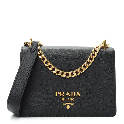 Prada Saffiano Soft Calfskin Chain Crossbody Bag Black 1 of 8