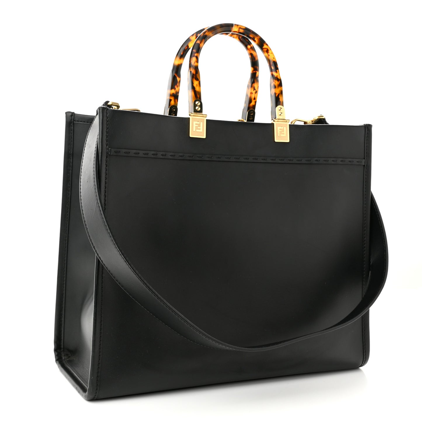 Vitello King Plexiglass Medium Fendi Sunshine Shopper Tote Black