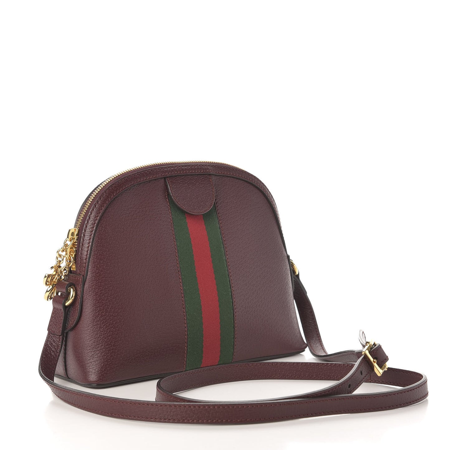 Textured Calfskin Web Small Ophidia Dome Shoulder Bag Vintage Bordeaux