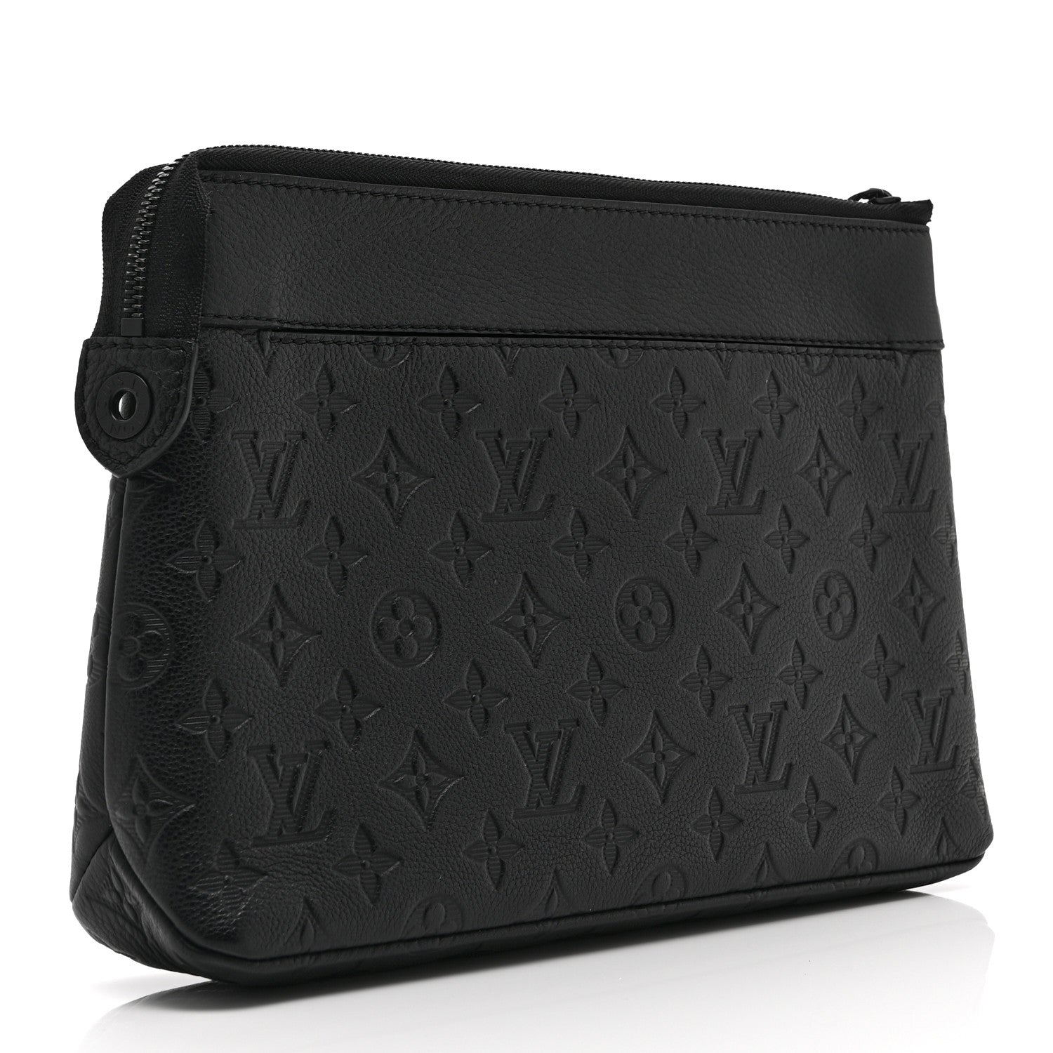 Louis Vuitton Shadow Calfskin Monogram Pochette Voyage Souple Black 3 of 8