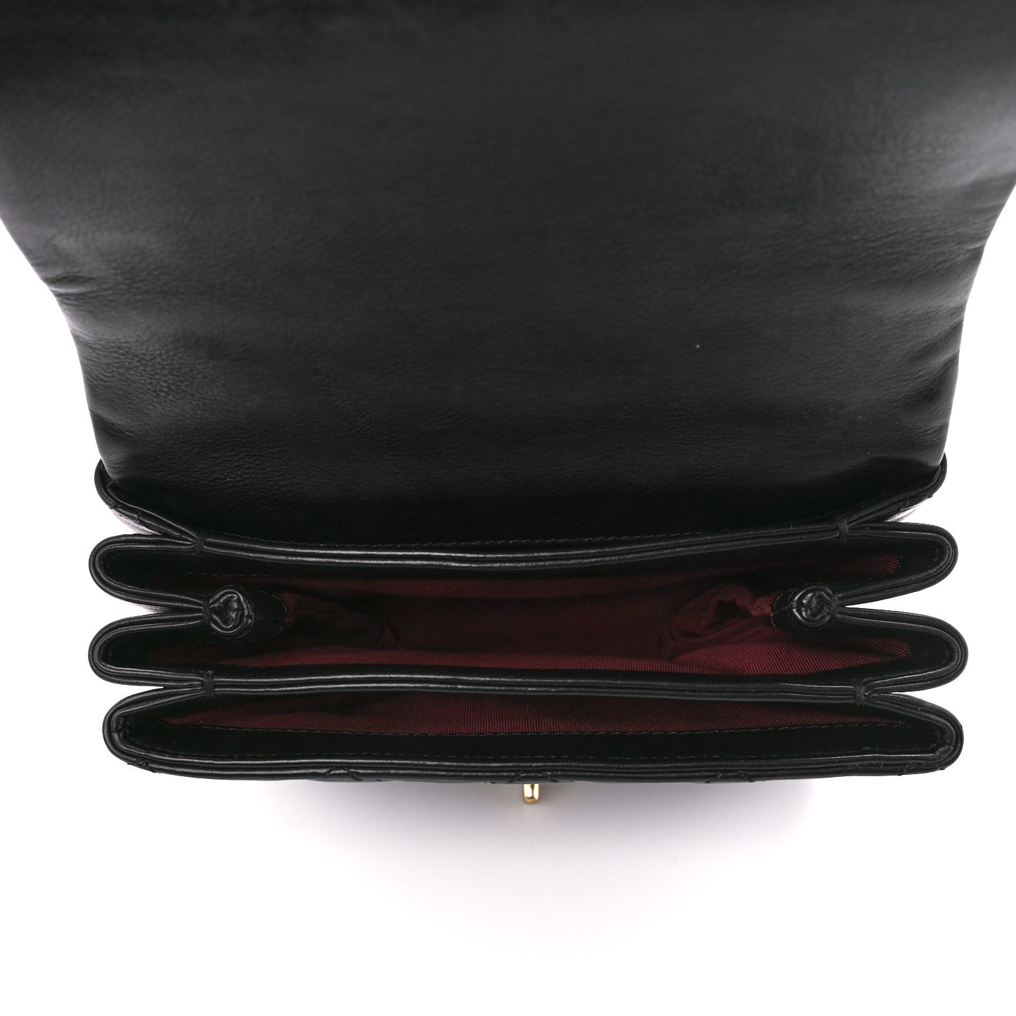 Calfskin Quilted Accordion Pearl CC Flap Bag Black Black