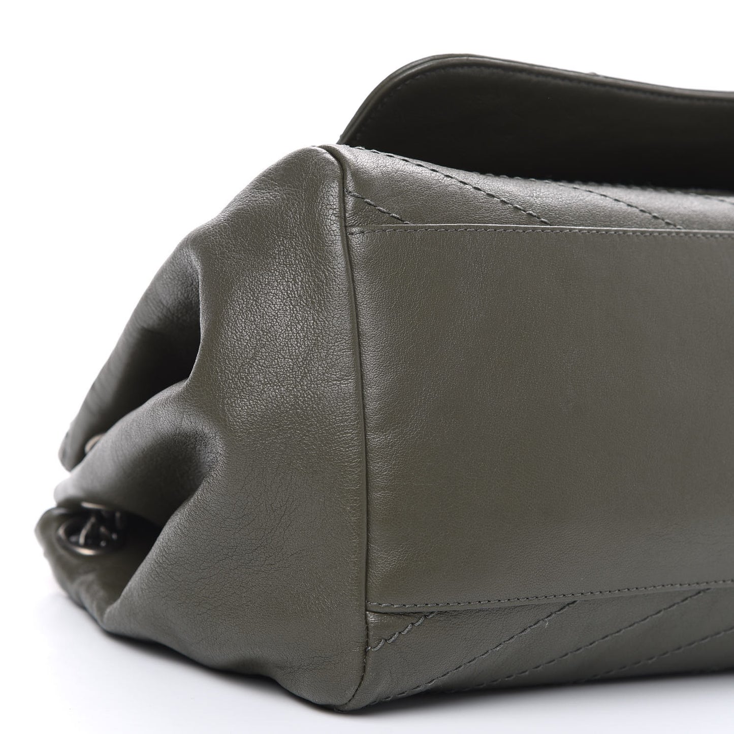 Vintage Calfskin Chevron Monogram Medium Nolita Olive Green