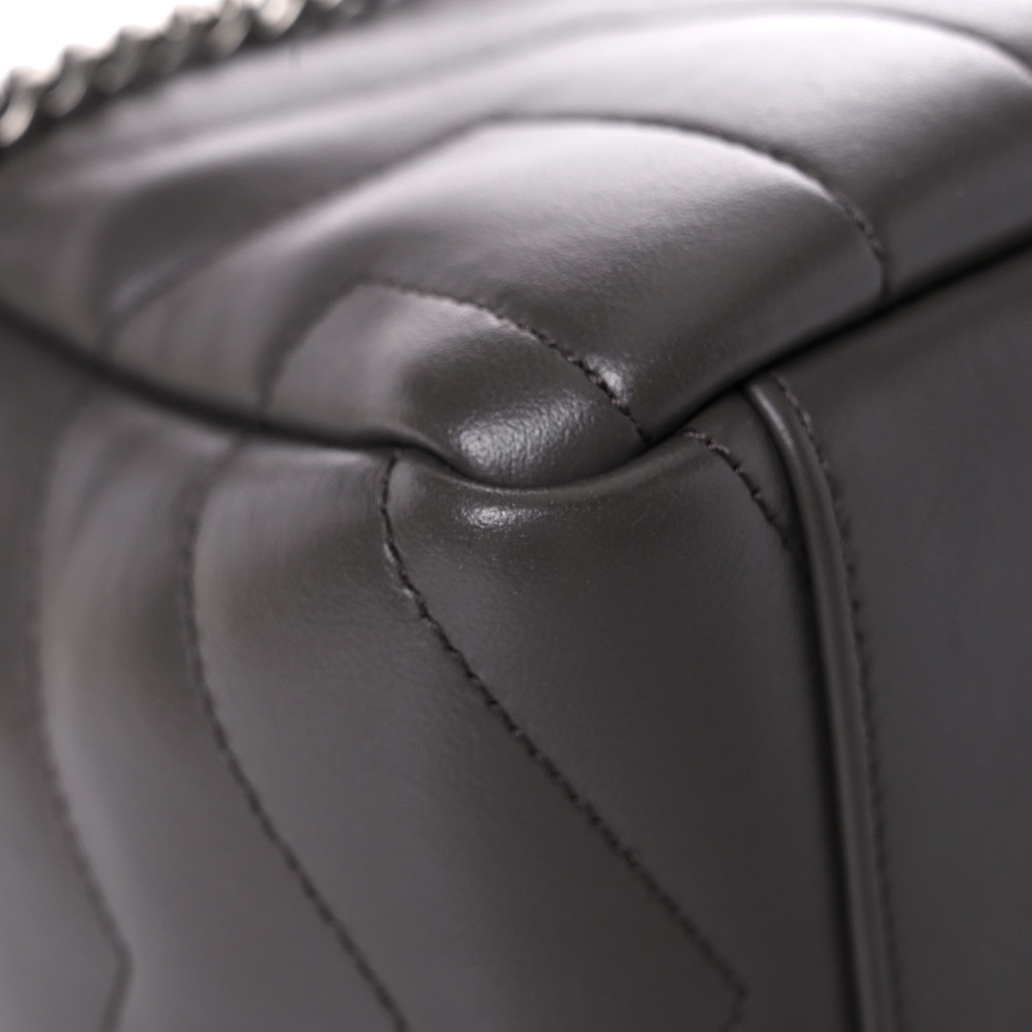 Saint Laurent Calfskin Y Quilted Monogram Small Loulou Bowling Bag Earth 9 of 12