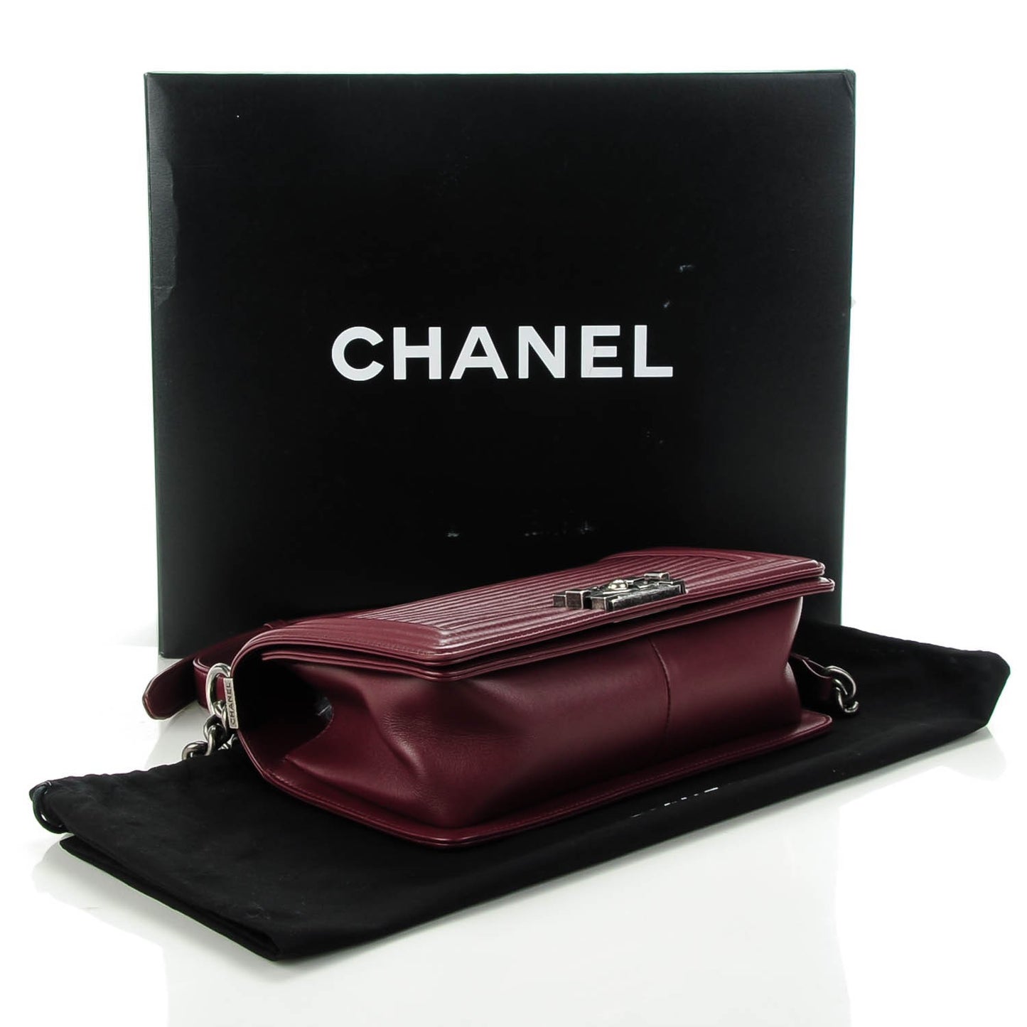 Calfskin Horizontal Quilted Medium Boy Flap Burgundy
