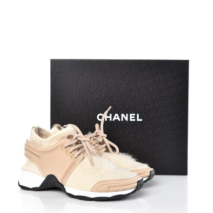 Chanel Stretch Fabric Satin CC Sneakers 35 Light Beige 9 of 10