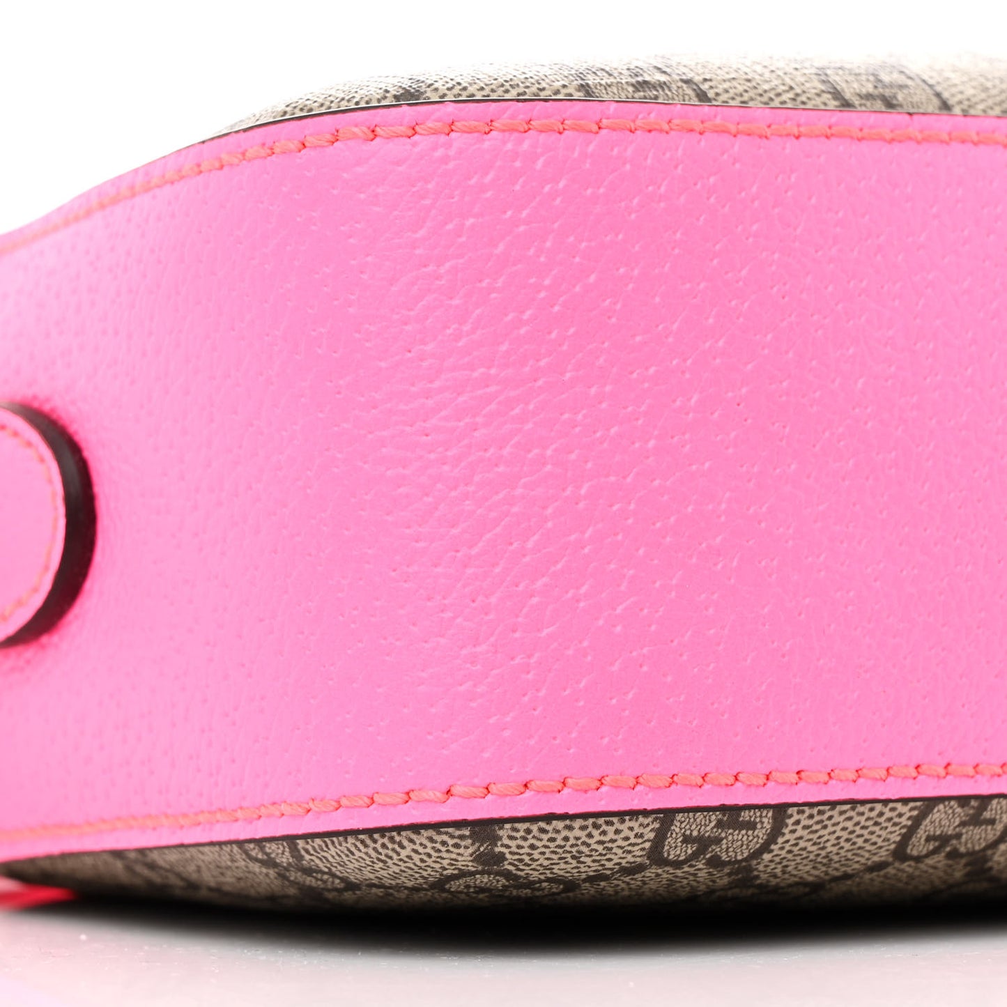 GG Supreme Monogram Textured Dollar Calfskin Web Ophidia Small Crossbody Bag Beige Ebony Fuchsia