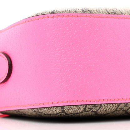 Gucci GG Supreme Monogram Textured Dollar Calfskin Web Ophidia Small Crossbody Bag Beige Ebony Fuchsia 9 of 12