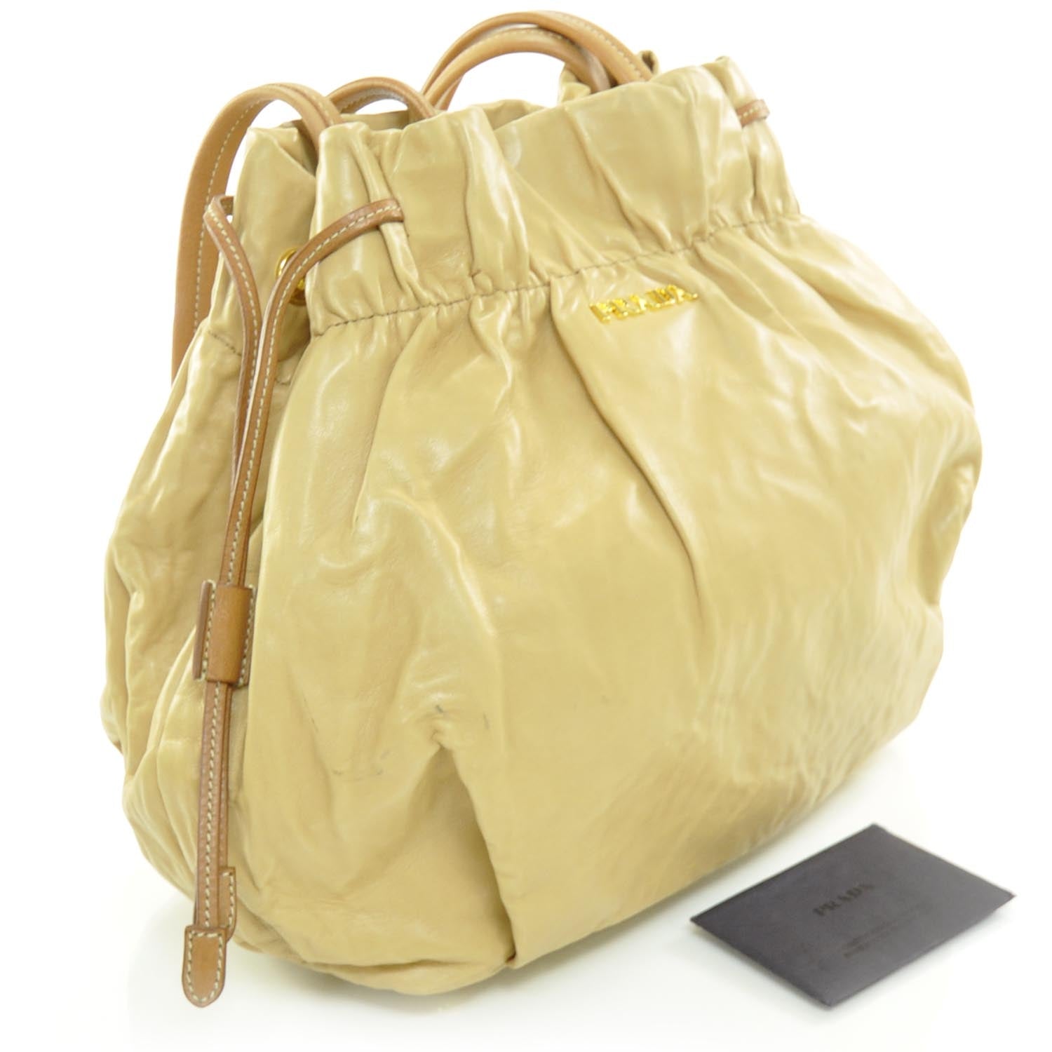 Prada Nappa Antique Drawstring Bag Cuoio 3 of 9
