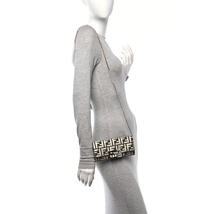 Fendi Fabric Jacquard FF 1974 Continental Wallet On Chain Ebano Argento 2 of 12