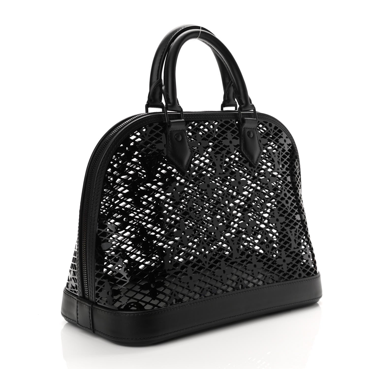 Louis Vuitton Patent Calfskin Laced Monogram Alma PM Black 3 of 9