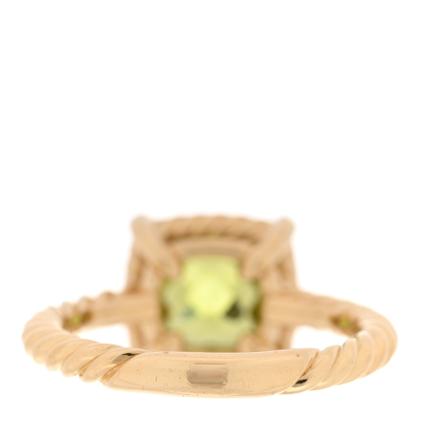18K Yellow Gold Diamond Peridot 7mm Petite Chatelaine Pave Bezel Ring 49 5