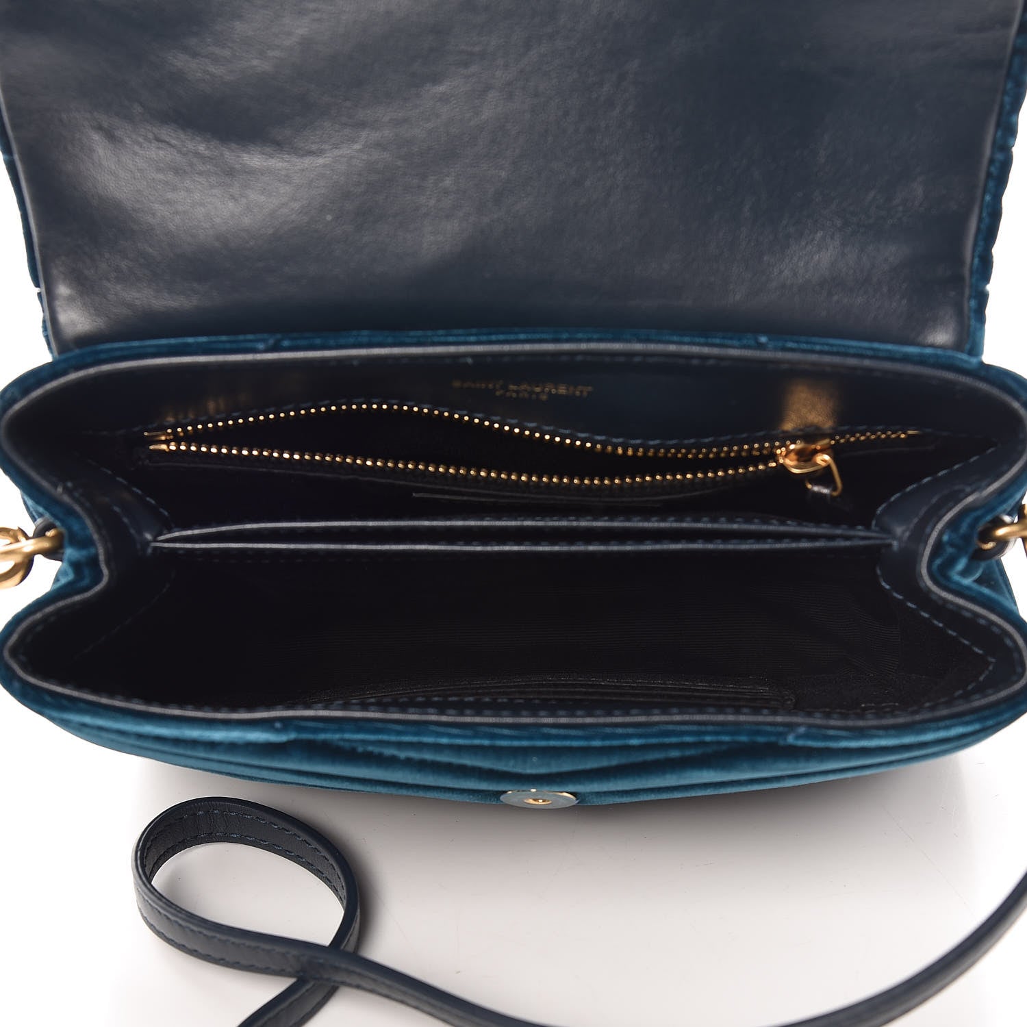 Saint Laurent Velvet Y Quilted Monogram Toy Loulou Chain Satchel Dark Ottanio 5 of 15
