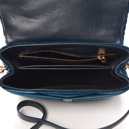Saint Laurent Velvet Y Quilted Monogram Toy Loulou Chain Satchel Dark Ottanio 5 of 15