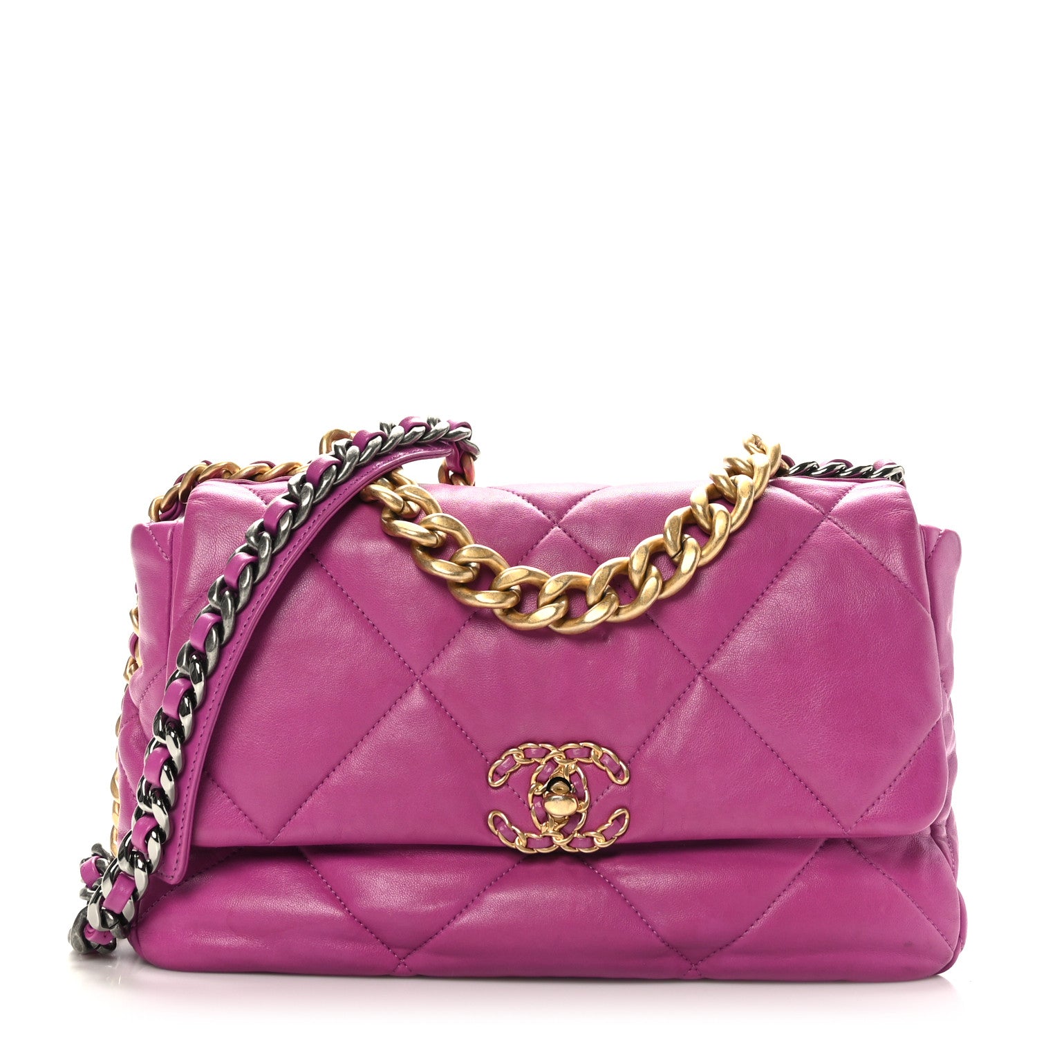 Chanel Lambskin Quilted Large Chanel 19 Flap Purple 1 of 10