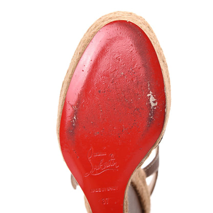 Christian Louboutin Calfskin Rope Zero Problem 140 Espadrille Wedges 37 Cognac 11 of 12