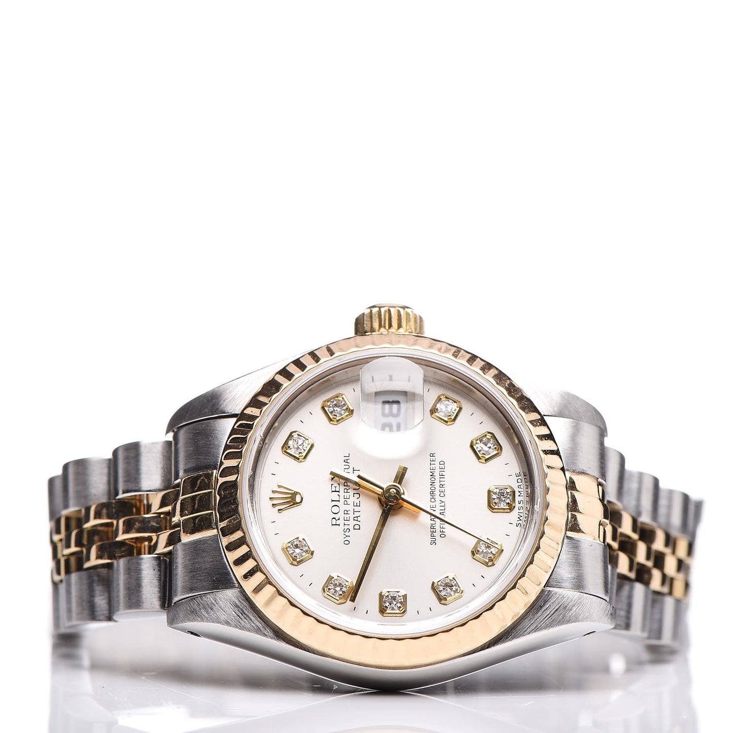 Stainless Steel 18K Yellow Gold Diamond 26mm Oyster Perpetual Datejust Watch Silver 69173