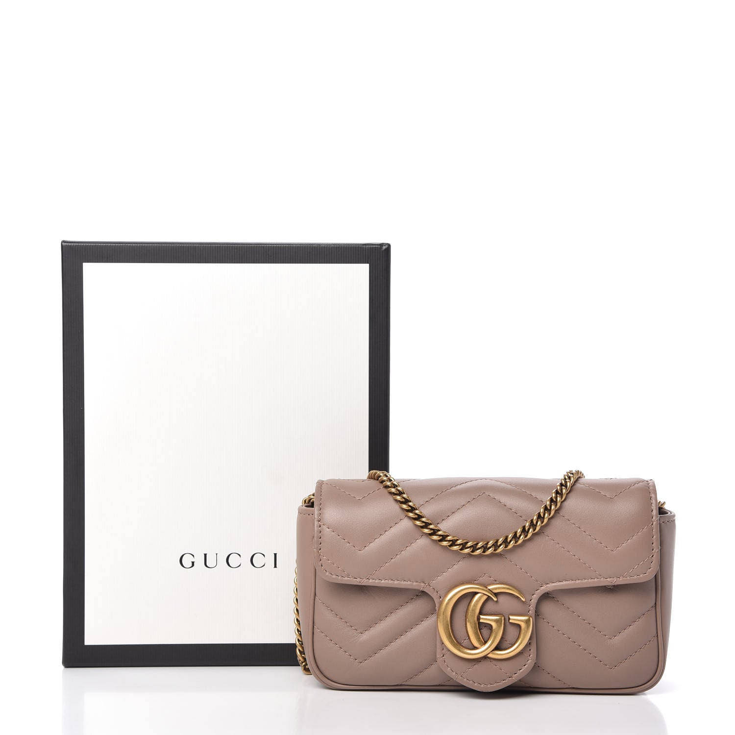 Gucci Calfskin Matelasse Super Mini GG Marmont Shoulder Bag Porcelain Rose 11 of 11