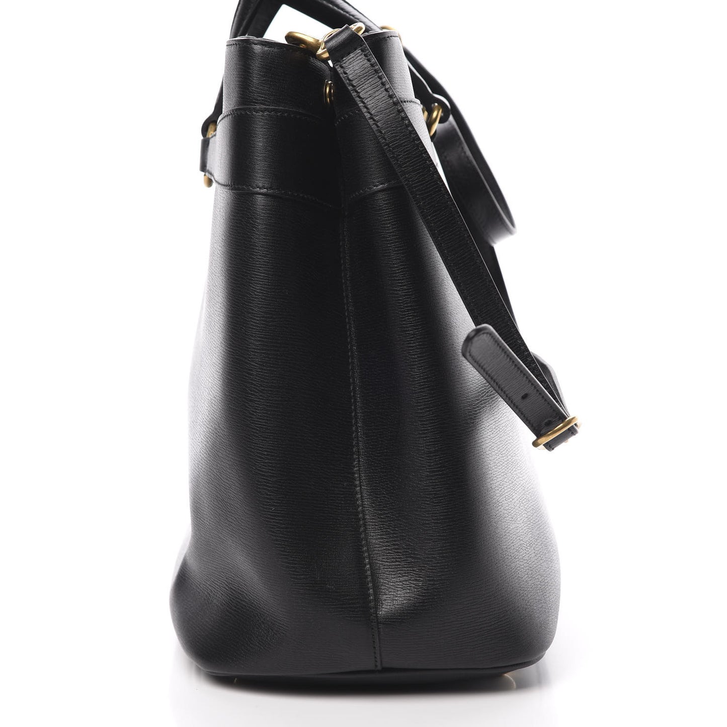 Textured Calfskin Large Bright Bit Tote Black