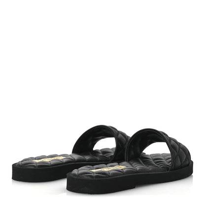 Chanel Lambskin Quilted Textured CC Mules Sandals 39 Black 4 of 11