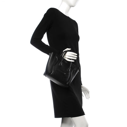 Celine Drummed Calfskin Nano Luggage Black 3 of 8