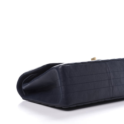 Chanel Crumpled Calfskin Chevron Quilted 2.55 Reissue 226 Navy Blue 6 of 10