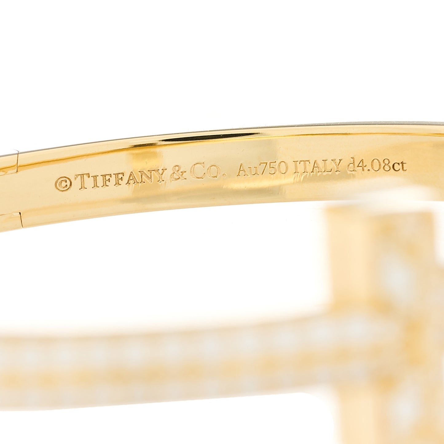 18K Yellow Gold Diamond Wide T T1 Hinged Bangle Bracelet