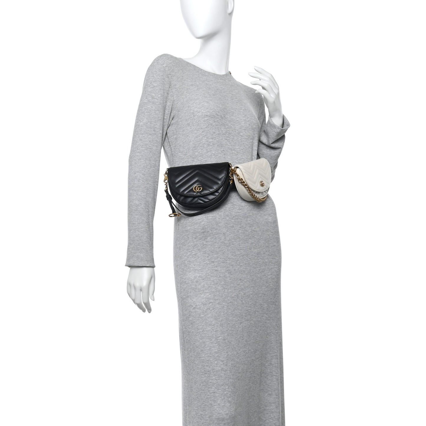 Calfskin Matelasse GG Marmont Multi Belt Bag 100 40 Black Mystic White