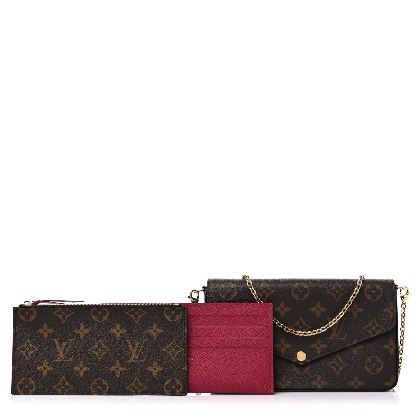 Monogram Pochette Felicie Chain Wallet Fuchsia