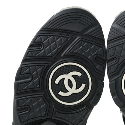 Chanel Fabric Calfskin Suede CC Womens Sneakers 41 Black Turquoise Gold 7 of 12