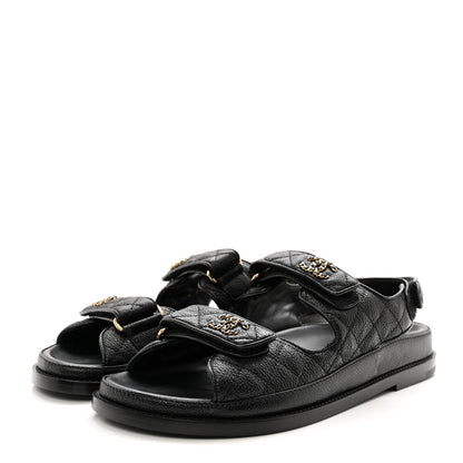 Chanel Grained Calfskin Velcro Dad Sandals 39.5 Black 3 of 18