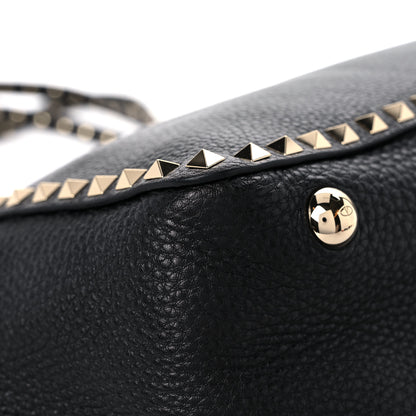 Valentino Garavani Pebbled Calfskin Medium Rockstud Tote Black 7 of 11