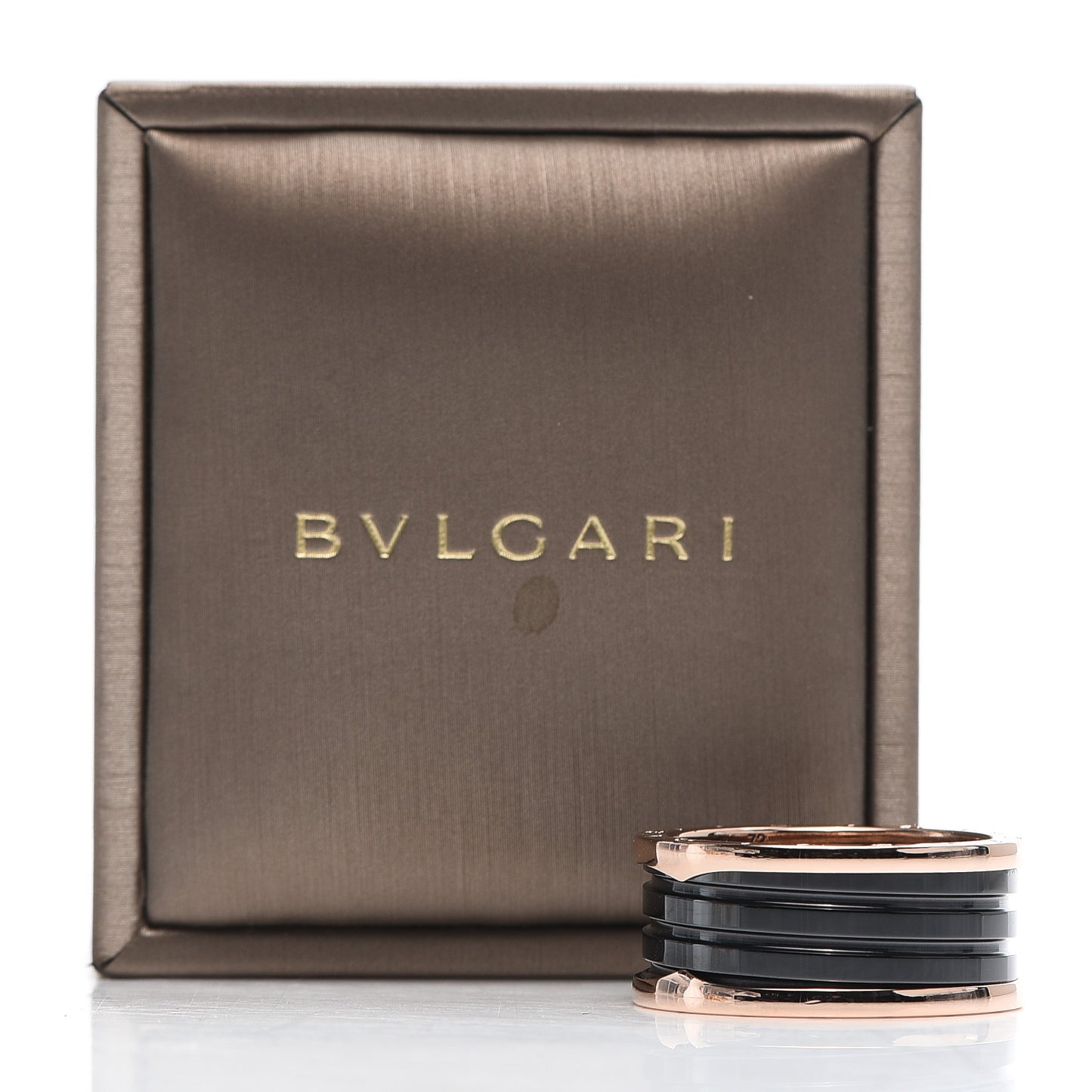 18K Rose Gold Black Ceramic B.Zero1 Four-Band Ring 72 13.5