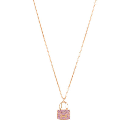 Hermes 18K Rose Gold Pink Sapphire Constance Amulettes Pendant Necklace 1 of 5