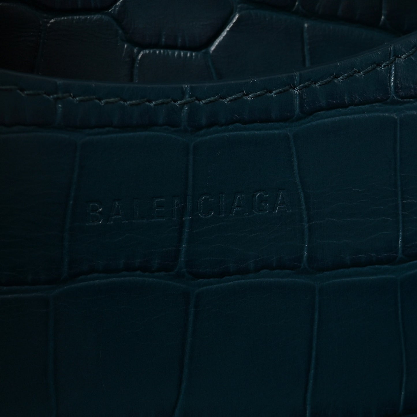 Extra Supple Calfskin Crocodile Embossed Neo Classic Silver Hardware S City Dark Petrol Blue