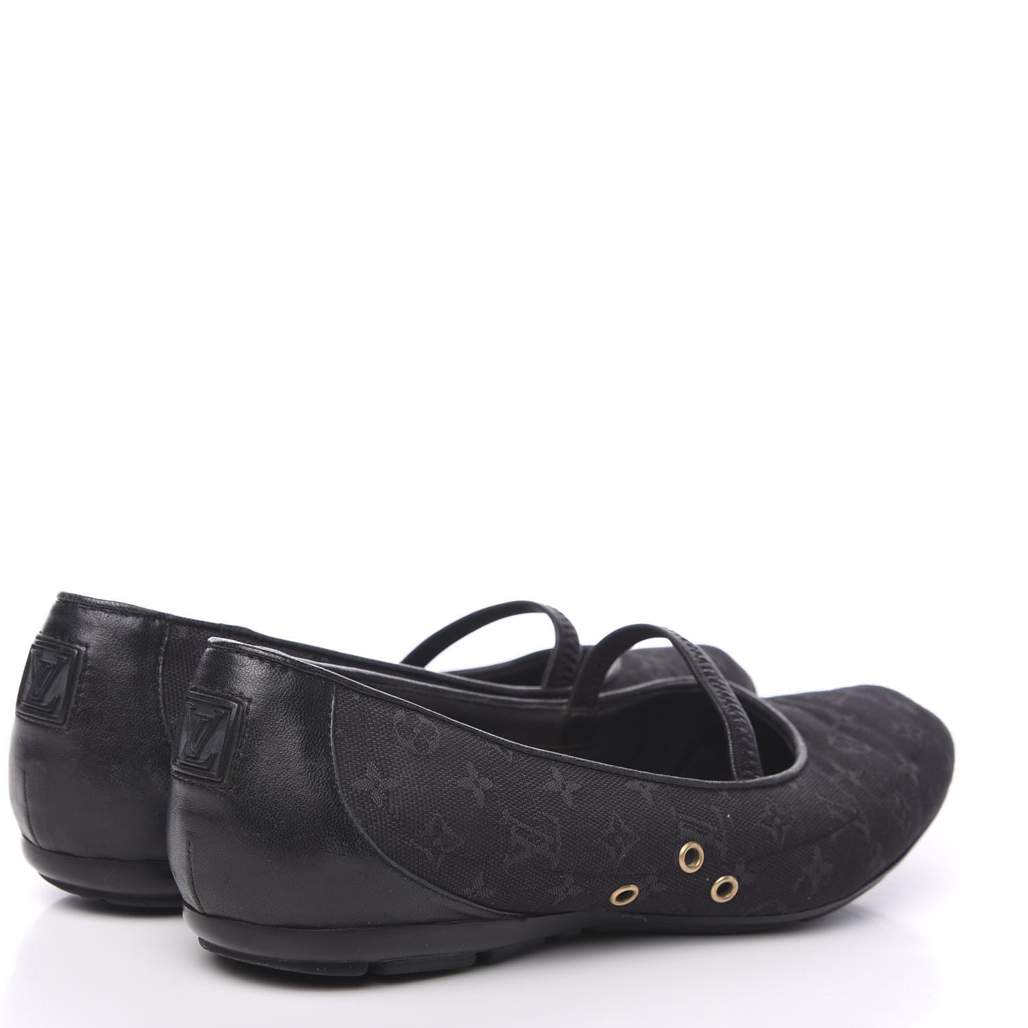 Louis Vuitton Canvas Monogram Flats 37.5 Black 4 of 9