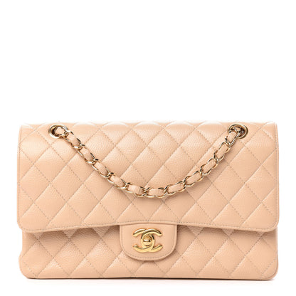 Chanel Caviar Quilted Medium Double Flap Beige 1 of 12
