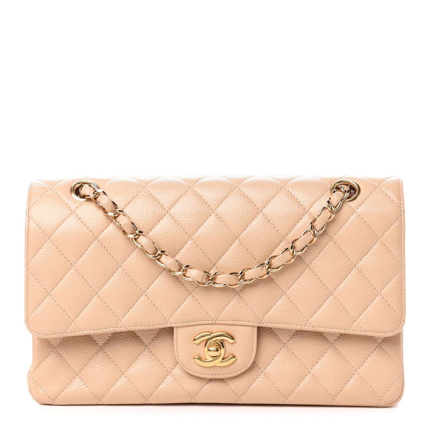 Chanel Caviar Quilted Medium Double Flap Beige 1 of 12