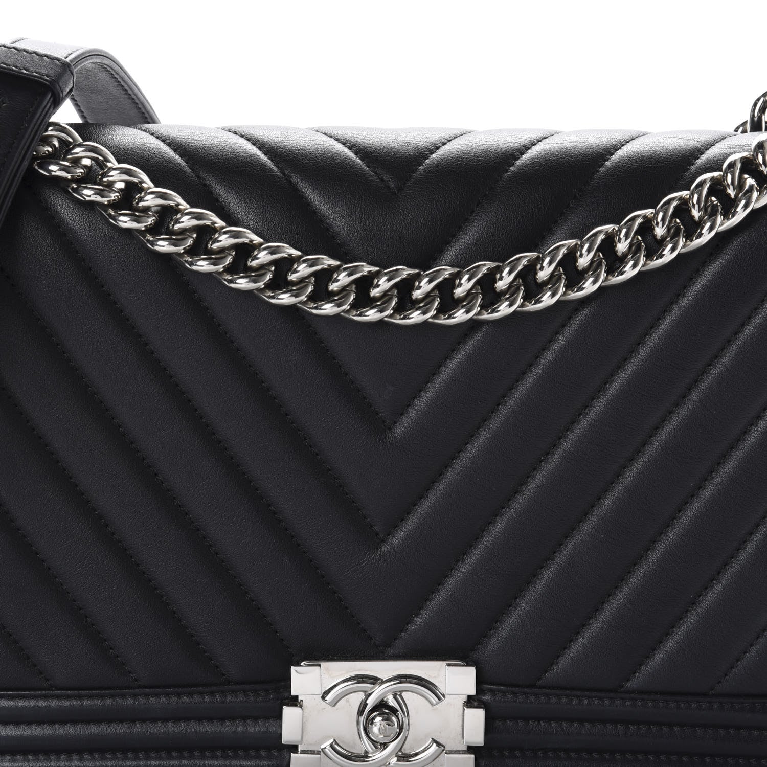 Chanel Lambskin Chevron Quilted New Medium Boy Flap Black 15 of 15